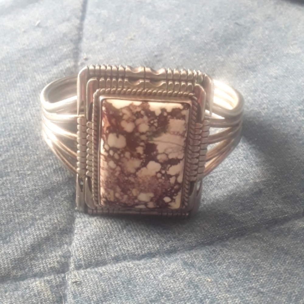 Vintage Navajo wild horse turquoise sterling cuff
